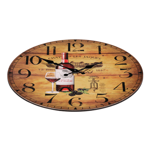 Hodiny nástěnné - pr. 34 cm, MDF, červené víno