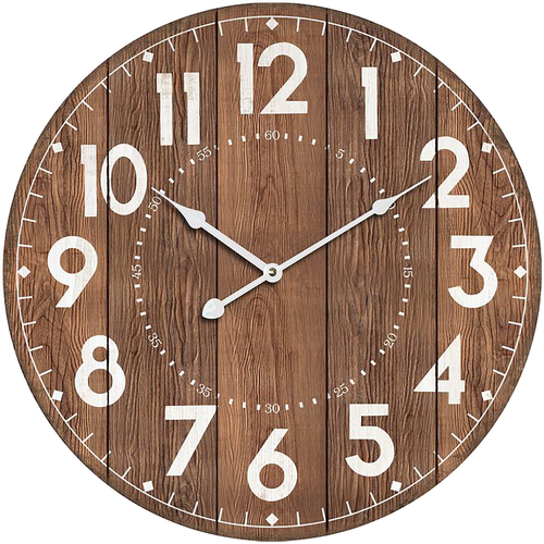 Hodiny nástěnné - pr. 58 cm, hnědé, MDF, imitace dřeva