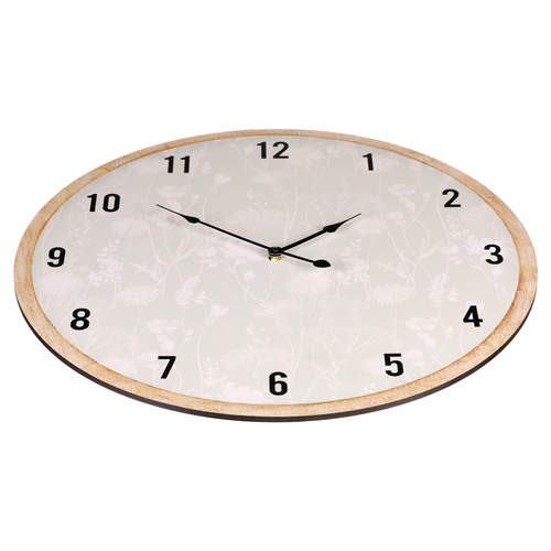 Hodiny nástěnné - pr. 58 cm, MDF, jemný květinový vzor