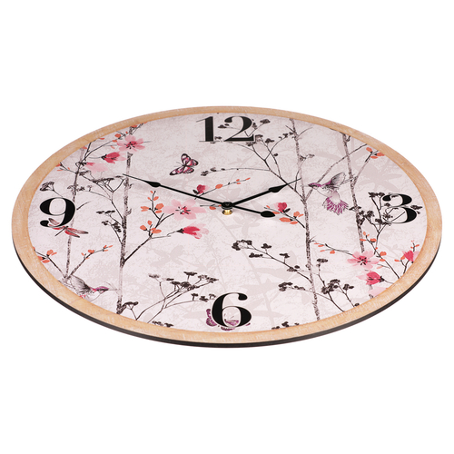 Hodiny nástěnné - pr. 58 cm, MDF, rozkvetlá louka