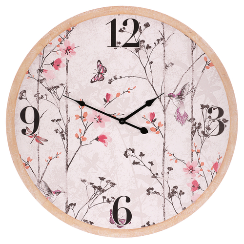 Hodiny nástěnné - pr. 58 cm, MDF, rozkvetlá louka