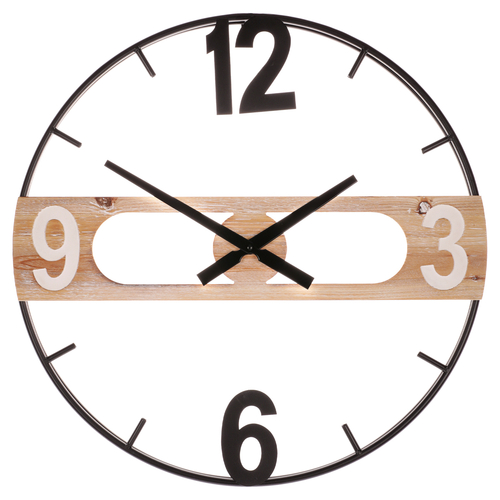 Hodiny nástěnné - pr. 60 cm, mix kovu a MDF