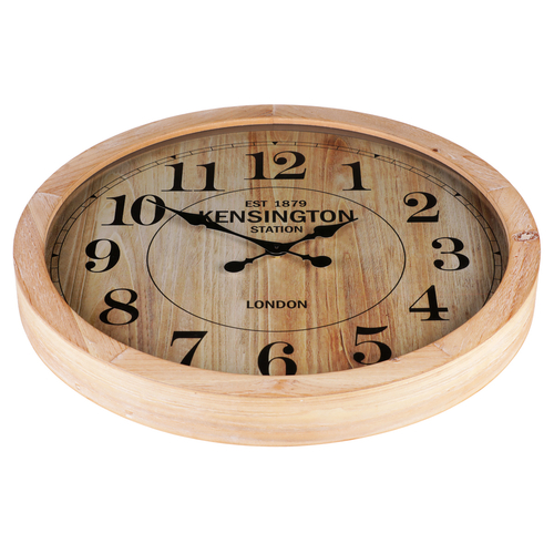 Hodiny nástěnné - pr. 60 cm, MDF, sklo a dřevo, imitace dýhy