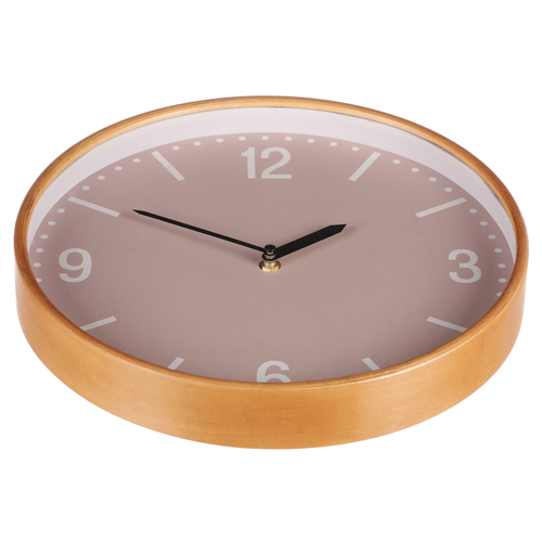Hodiny nástěnné - pr. 32 cm, MDF a dřevěný rám, barva béžová