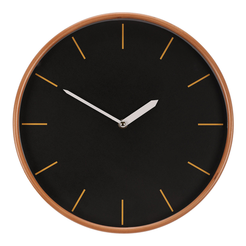 Hodiny nástěnné - pr. 32 cm, MDF a dřevěný rám, černé