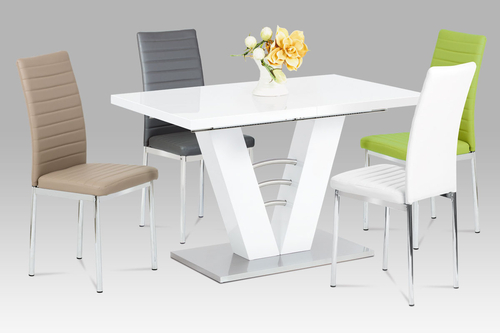 Jídelní stůl rozkládací 120-160x80 cm, mdf, bílá, HT-510 WT