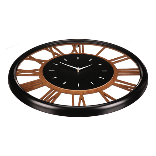 Hodiny nástěnné - pr. 60 cm, MDF a kov, římské číslice