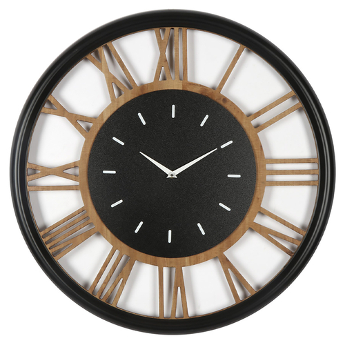 Hodiny nástěnné - pr. 60 cm, MDF a kov, římské číslice