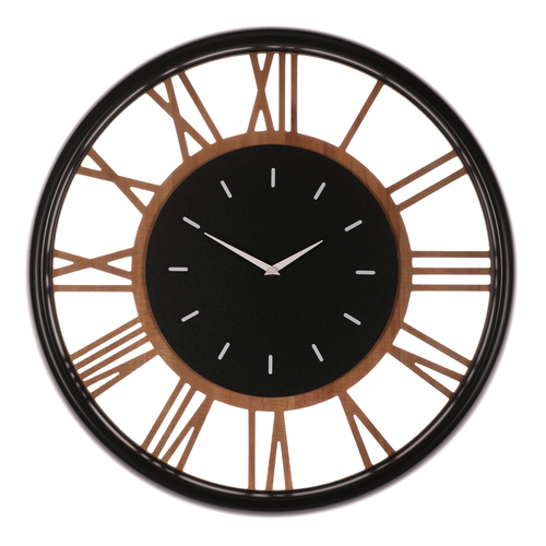 Hodiny nástěnné - pr. 60 cm, MDF a kov, římské číslice