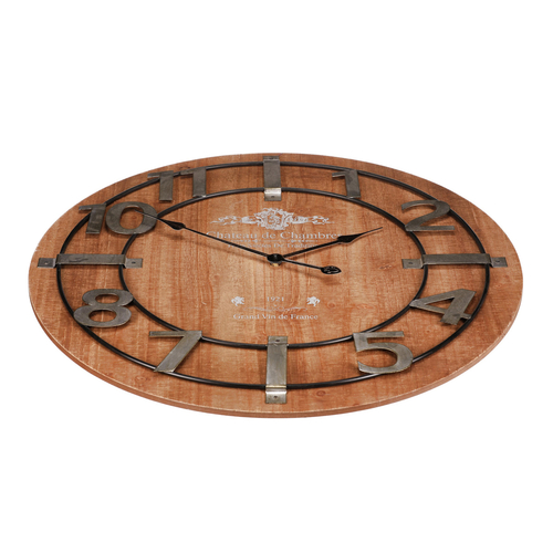 Hodiny nástěnné - pr. 68 cm, MDF s imitací dýhy, kovové číslice