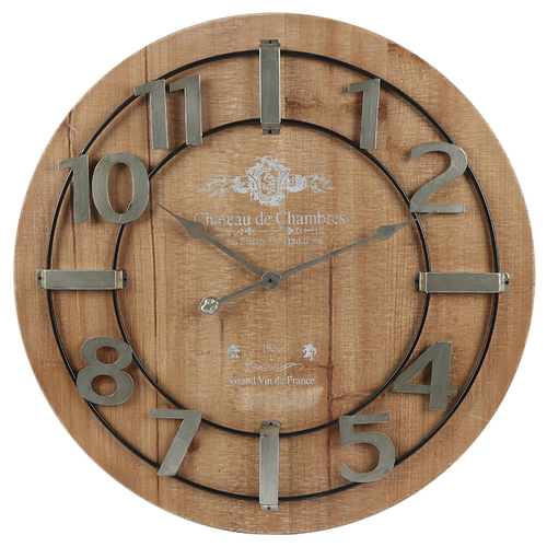 Hodiny nástěnné - pr. 68 cm, MDF s imitací dýhy, kovové číslice