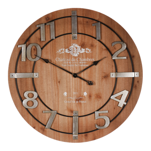 Hodiny nástěnné - pr. 68 cm, MDF s imitací dýhy, kovové číslice