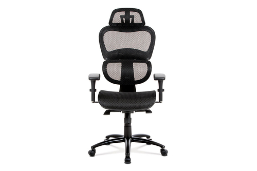 Kancelářská židle, synchronní mech., černá MESH, kovový kříž