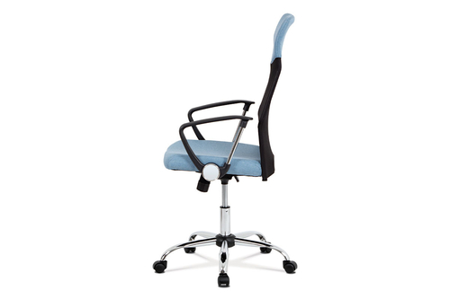 Kancelářská židle řady BASIC, potah modrá látka a černá síťovina MESH, houpací m