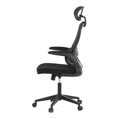 Židle kancelářská, černý mesh, černý plast, nastavitelný podhlavník, bederní opěrka
