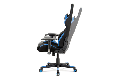 Kancelářská židle, modrá-černá látka, houpací mech, plastový kříž