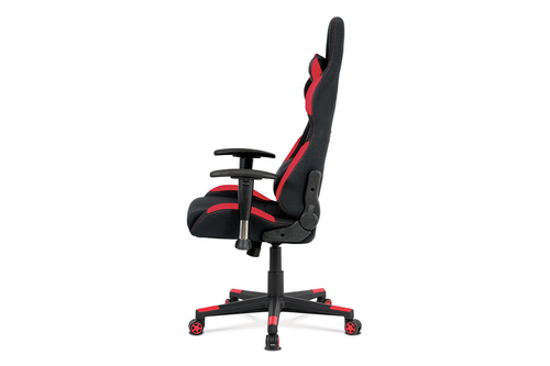 Kancelářská židle, houpací mech., černá + červená látka, plastový kříž