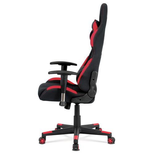 Kancelářská židle, houpací mech., černá + červená látka, plastový kříž