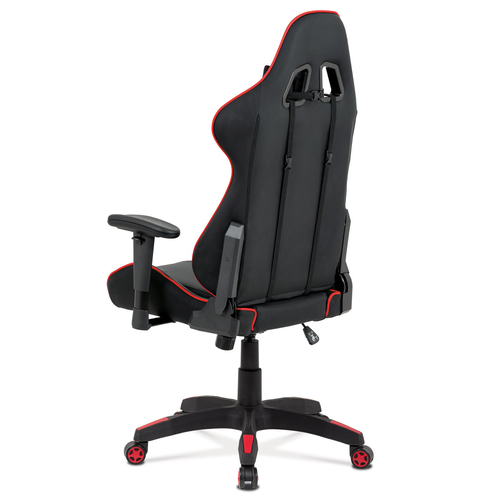 Kancelářská židle houpací mech., černá + červená koženka, plast. kříž