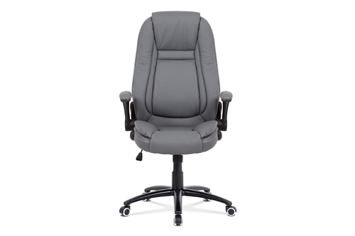 Kancelářská židle, potah šedá ekokůže, černý kovový kříž, houpací mechanismus, v