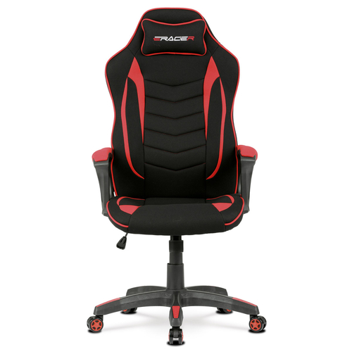Herní křeslo, houpací mechanismus, černá látka, KA-G408 RED