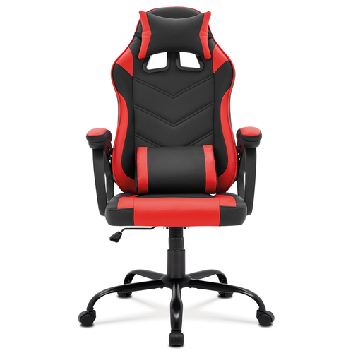Herní křeslo, houpací mechanismus, červená ekokůže, KA-L626 RED