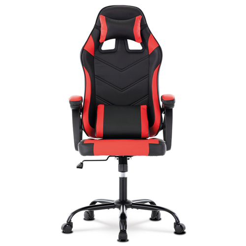 Herní křeslo, houpací mechanismus, červená ekokůže, KA-L626 RED