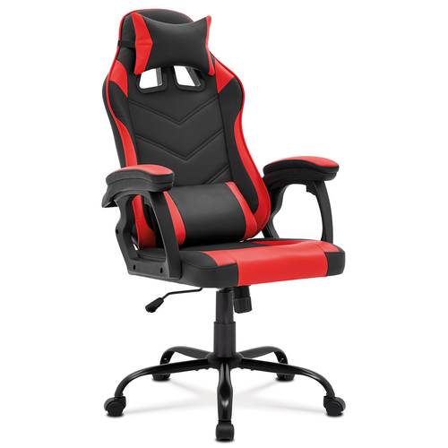 Herní křeslo, houpací mechanismus, červená ekokůže, KA-L626 RED
