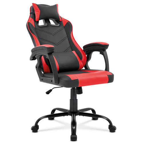 Herní křeslo, houpací mechanismus, červená ekokůže, KA-L626 RED