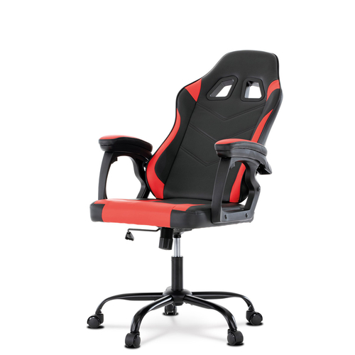 Herní křeslo, houpací mechanismus, červená ekokůže, KA-L626 RED