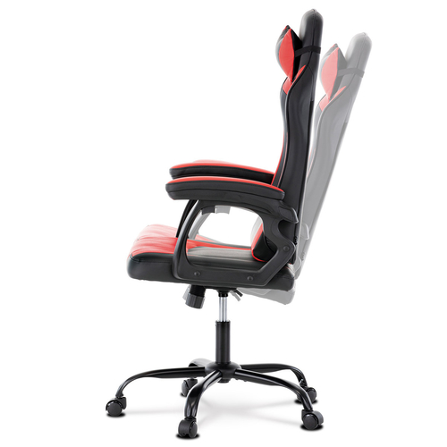Herní křeslo, houpací mechanismus, červená ekokůže, KA-L626 RED