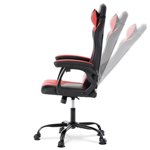 Herní křeslo, houpací mechanismus, červená ekokůže, KA-L626 RED