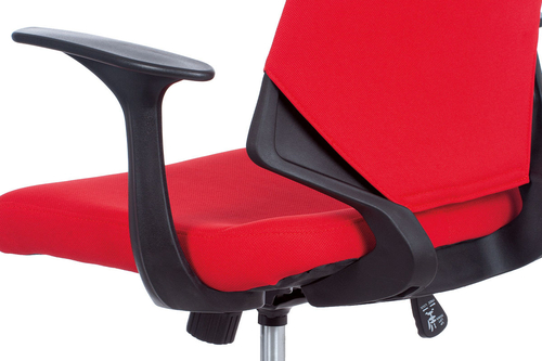 Juniorská kancelářská židle, potah červená látka, černý plast, houpací mechanism