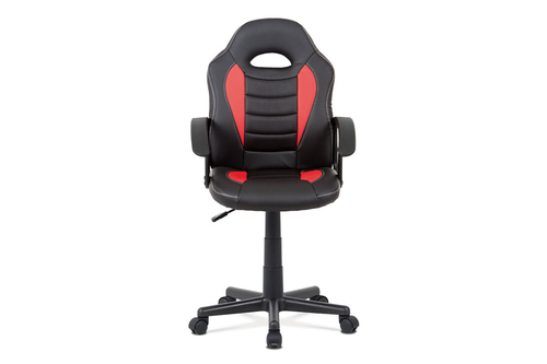 Kancelářská židle, červená-černá ekokůže, výšk. nast., kříž plast černý