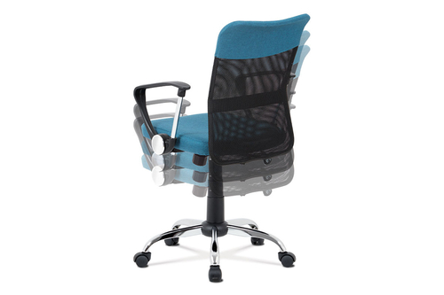 Juniorská kancelářská židle, modrá látka, černá MESH, houpací mech, kříž chrom