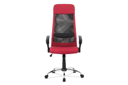 Kancelářská židle, bordó látka a černá síťovina MESH, houpací mech., kovový kříž