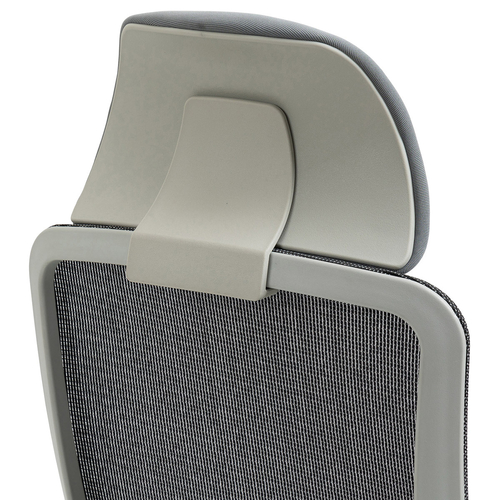 Kancelářská židle, šedý plast, šedá průžná látka a mesh, 4D područky, kolečka pro tvrdé podlahy, multifunkční mechanismu