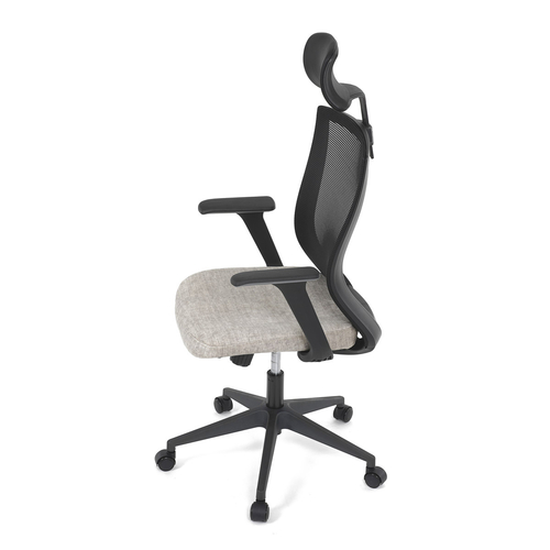 Kancelářská židle, černá MESH síťovina, tmavě béžová látka, houpací mechanismus, plastový kříž, kolečka pro tvrdé podlah