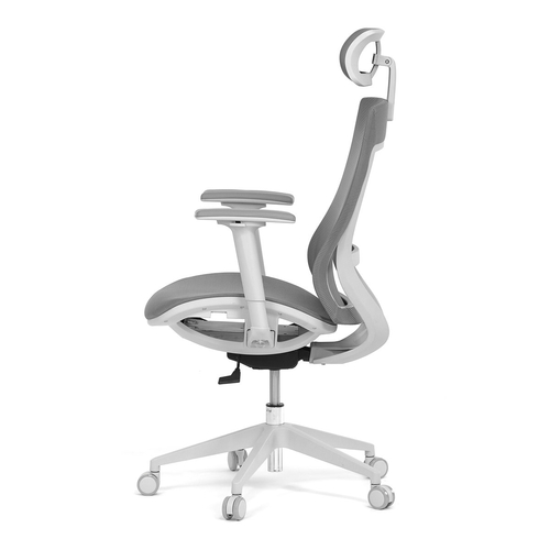 Kancelářská židle, šedá látka, plastový kříž, 3D područky, kolečka pro tvrdé podlahy