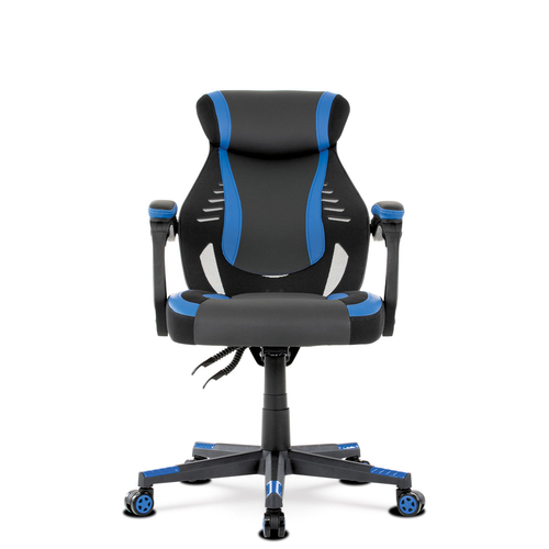Herní křeslo, houpací mechanismus, černá ekokůže, KA-Y213 BLUE