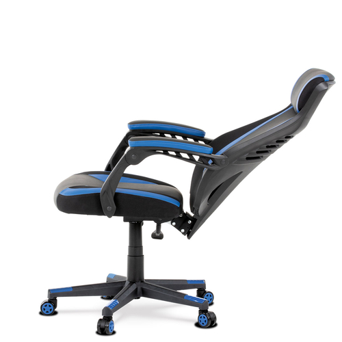 Herní křeslo, houpací mechanismus, černá ekokůže, KA-Y213 BLUE
