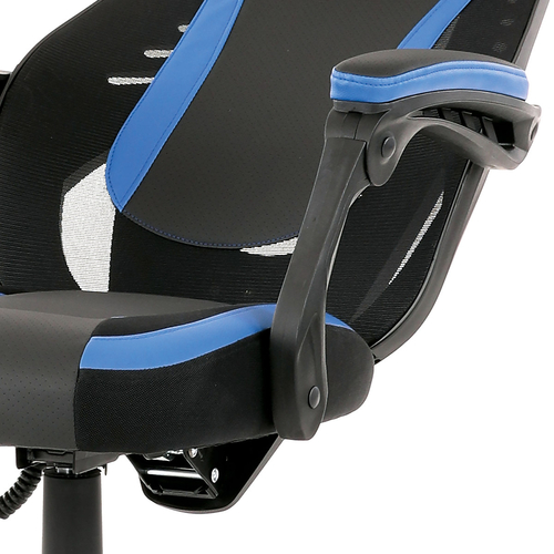 Herní křeslo, houpací mechanismus, černá ekokůže, KA-Y213 BLUE