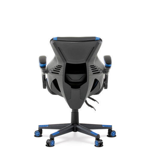 Herní křeslo, houpací mechanismus, černá ekokůže, KA-Y213 BLUE