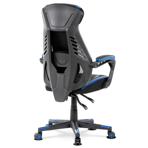 Herní křeslo, houpací mechanismus, černá ekokůže, KA-Y213 BLUE