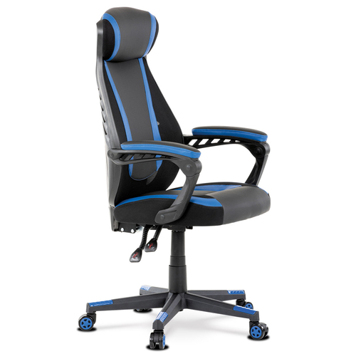 Herní křeslo, houpací mechanismus, černá ekokůže, KA-Y213 BLUE