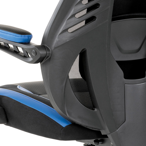Herní křeslo, houpací mechanismus, černá ekokůže, KA-Y213 BLUE