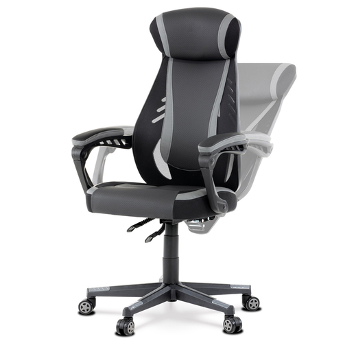 Herní křeslo, houpací mechanismus, šedá ekokůže, KA-Y213 GREY