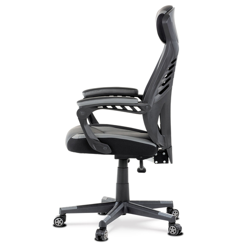 Herní křeslo, houpací mechanismus, šedá ekokůže, KA-Y213 GREY
