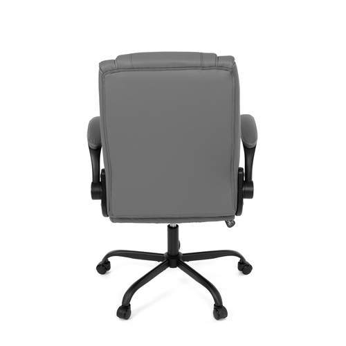 Kancelářská židle, šedá ekokůže, taštičkové pružiny, kovový kříž, kolečka na tvrdé podlahy