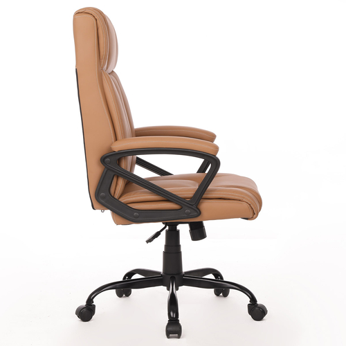 Židle kancelářská, krémová ekokůže, kovový kříž